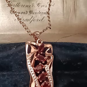 Vintage 1990-s 14 CT Rolled Gold Large Tourmaline Pendant on Chain-Hallmarked 585 RG