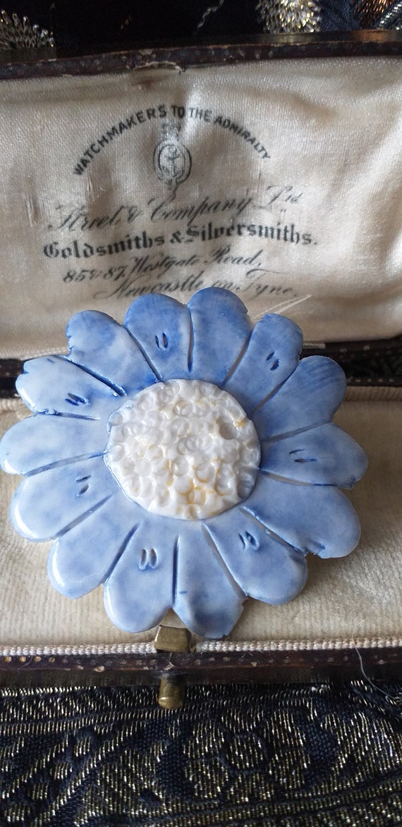 Vintage 1980-s Beautiful Blue/Cream Glazed Cerami… - image 1