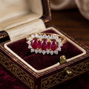Anello vintage anni '90 in argento sterling 925 e oro 18 carati con rubino africano naturale e zircone, taglia UK R 1/2, US 9, con punzone!!!