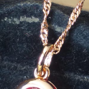 Vintage 1990-s 14 CT Rolled Gold Ruby Pendant on Chain-hallmarked 585 ...