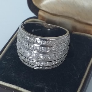 Vintage 1970-s White Topaz Heavy Solid Silver Ring UK N , US 6 3/4