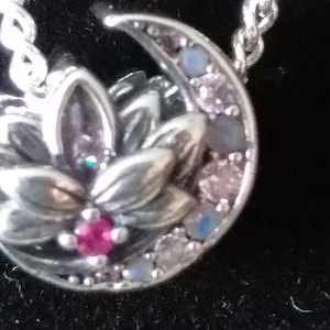 Vintage 1990-s 925 Sterling Ruby/Opals Small Necklace in Original Box