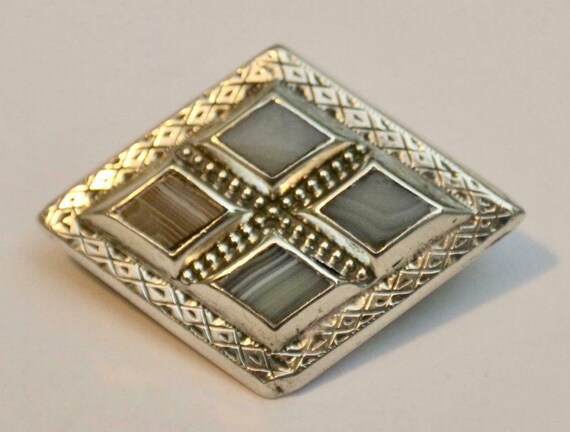 Antique Vintage Silver Scottish Agate Victorian Br