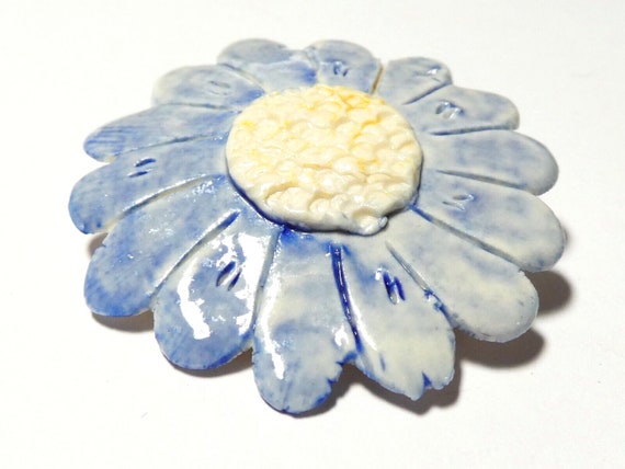 Vintage 1980-s Beautiful Blue/Cream Glazed Cerami… - image 5