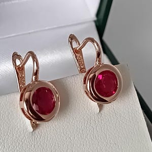 Vintage 1990-s 14 Ct Rolled Gold Ruby Earrings-Hallmarked 585 RG