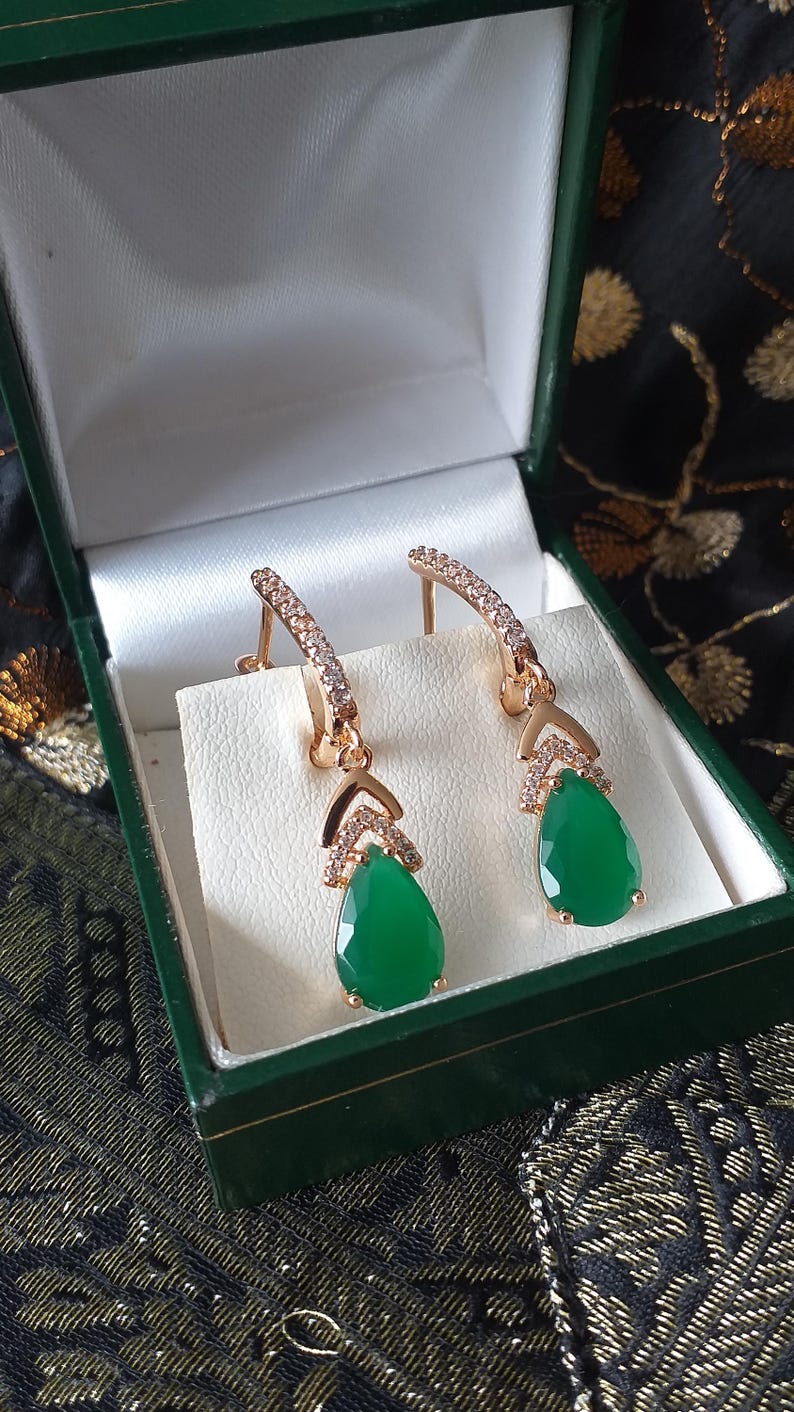 Boucles D'oreilles Vintage 90s - Or Laminé 14 Carats, Zircons - Poinçonnées