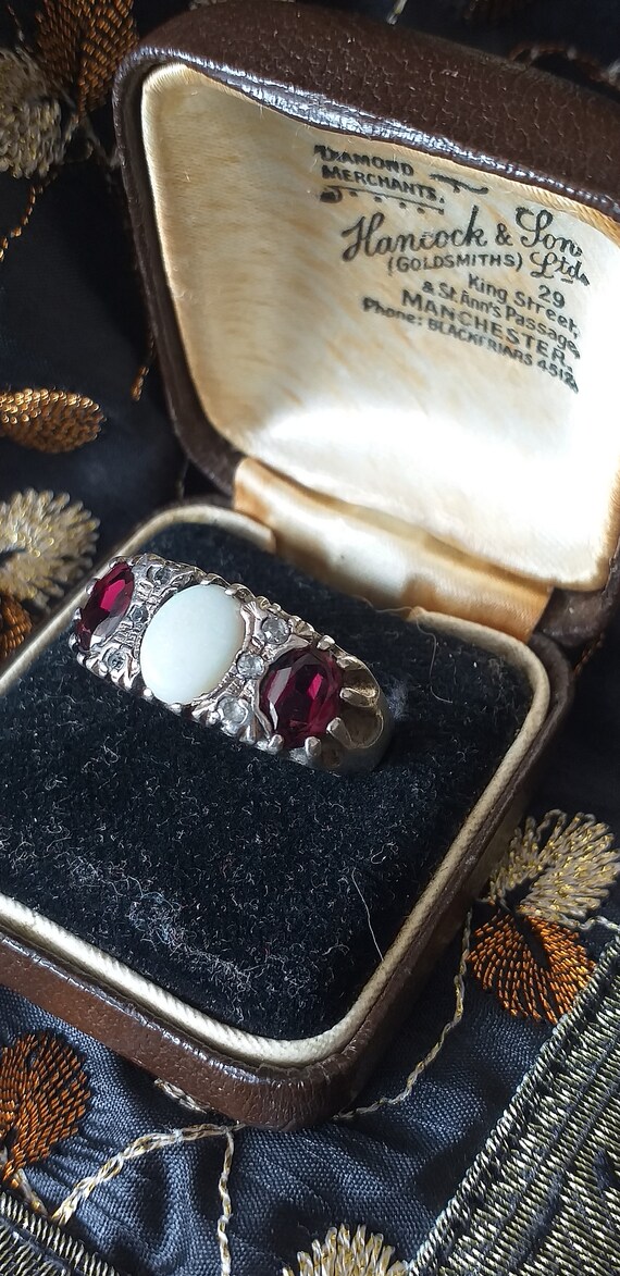 Antique Vintage Victorian 1890-s Ruby and Milky O… - image 7