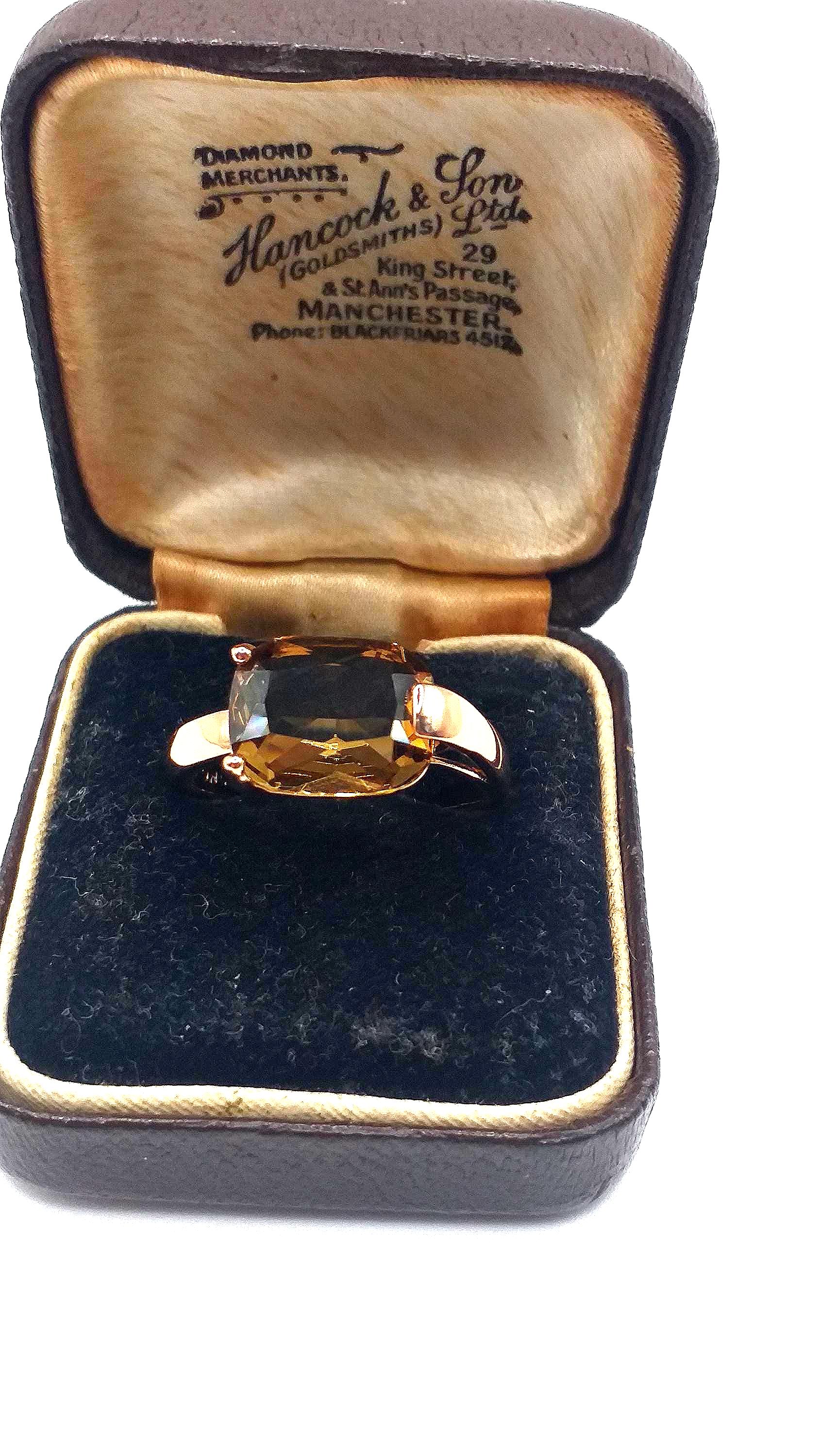 Vintage 1990-s 14 Ct Rolled Gold Brown Topaz Ring Size UK O 1/2 US 7 1/4 - Hallmarked!