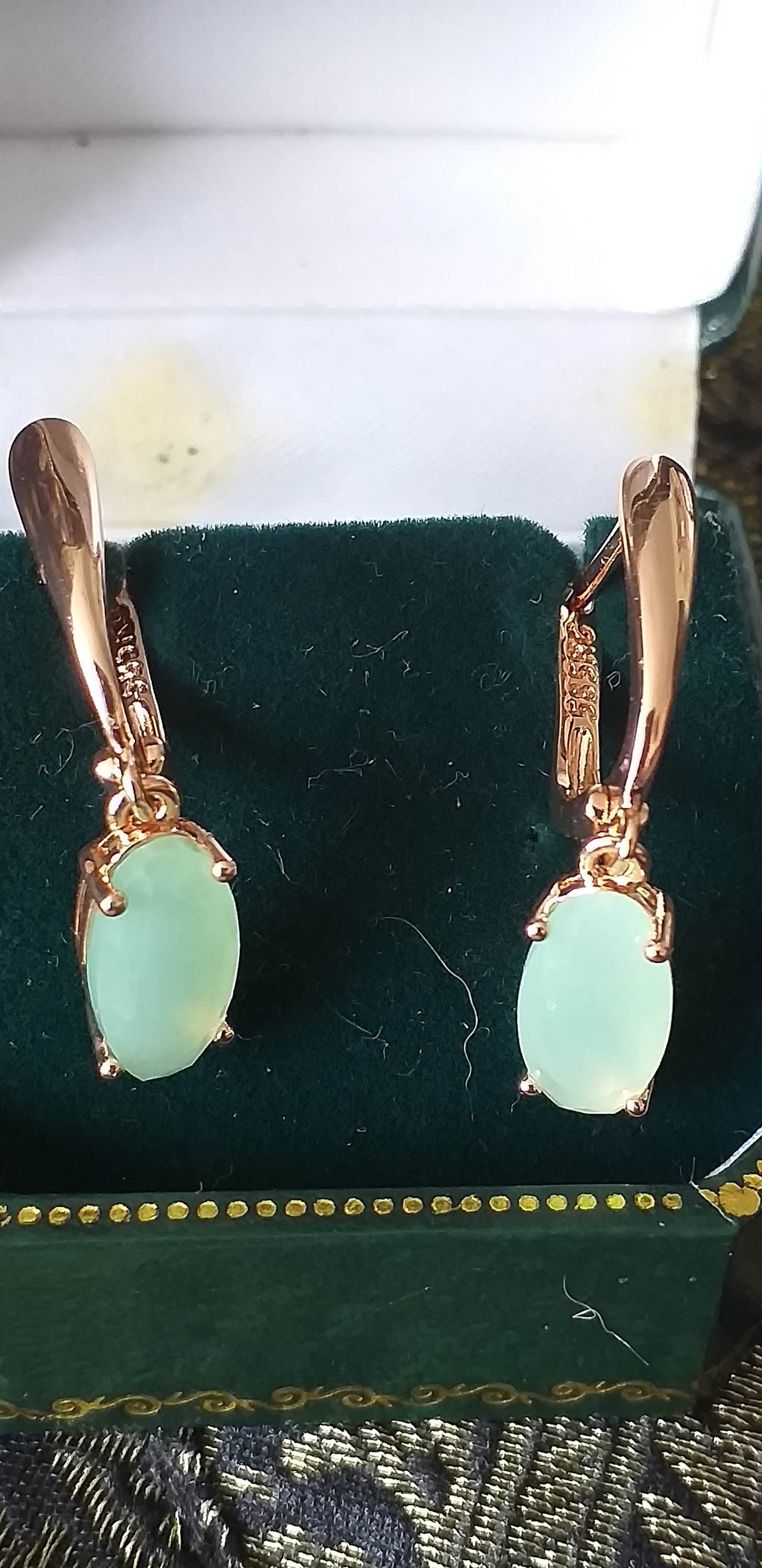 Boucles D'oreilles Vintage Péridot Or Laminé 14 Ct - Années 1990 - Occasion