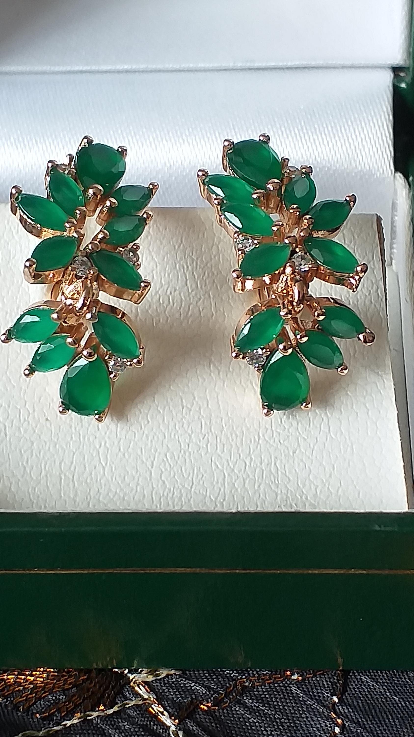 Boucles D'oreilles Vintage 90s - Or Laminé 14 Carats, Zircons - Poinçonnées