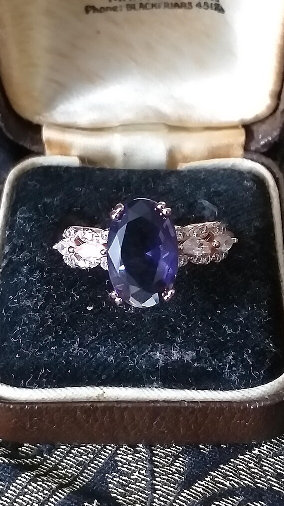 Bague vintage en or laminé 14 carats et améthyste des années 1990