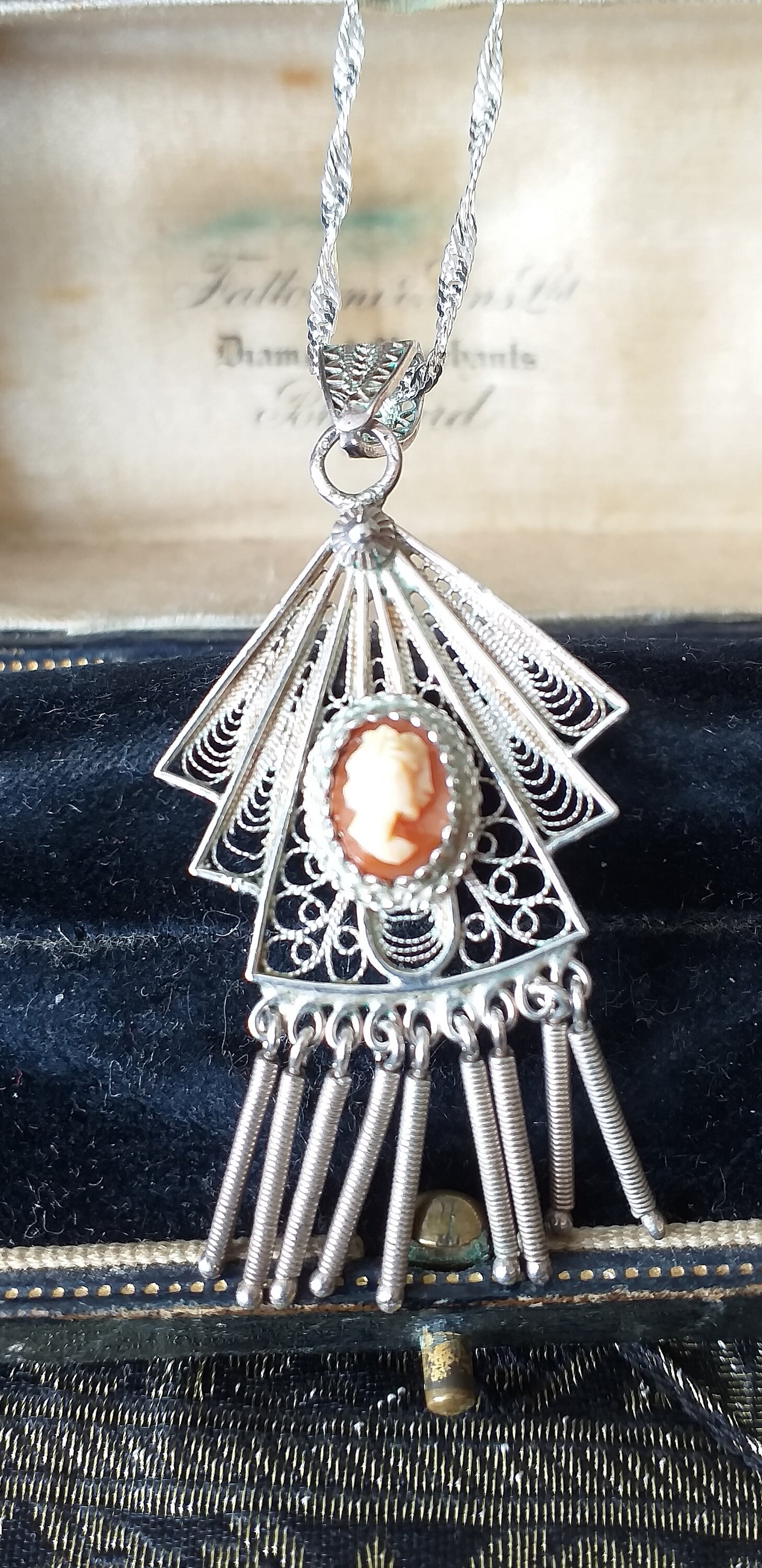 アンティーク ヴィンテージ 1920 年代 カメオ 925 シルバー ペンダント