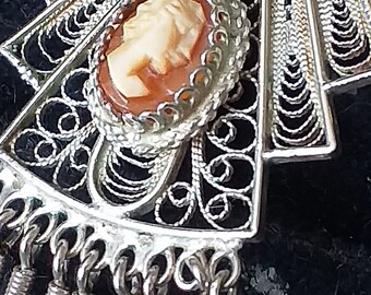 アンティーク ヴィンテージ 1920 年代 カメオ 925 シルバー ペンダント