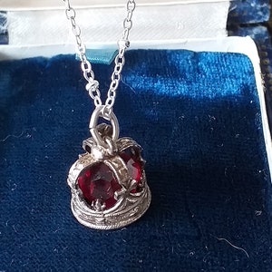 Antique Vintage 1950-s Sterling Silver Queen Crown Pendant on Chain - Hallmarks