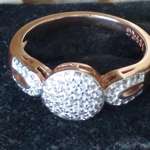 Vintage 14 CT Rolled Gold Zircon Ring - UK M 1/2 US 6 1/2 - Hallmarked!!