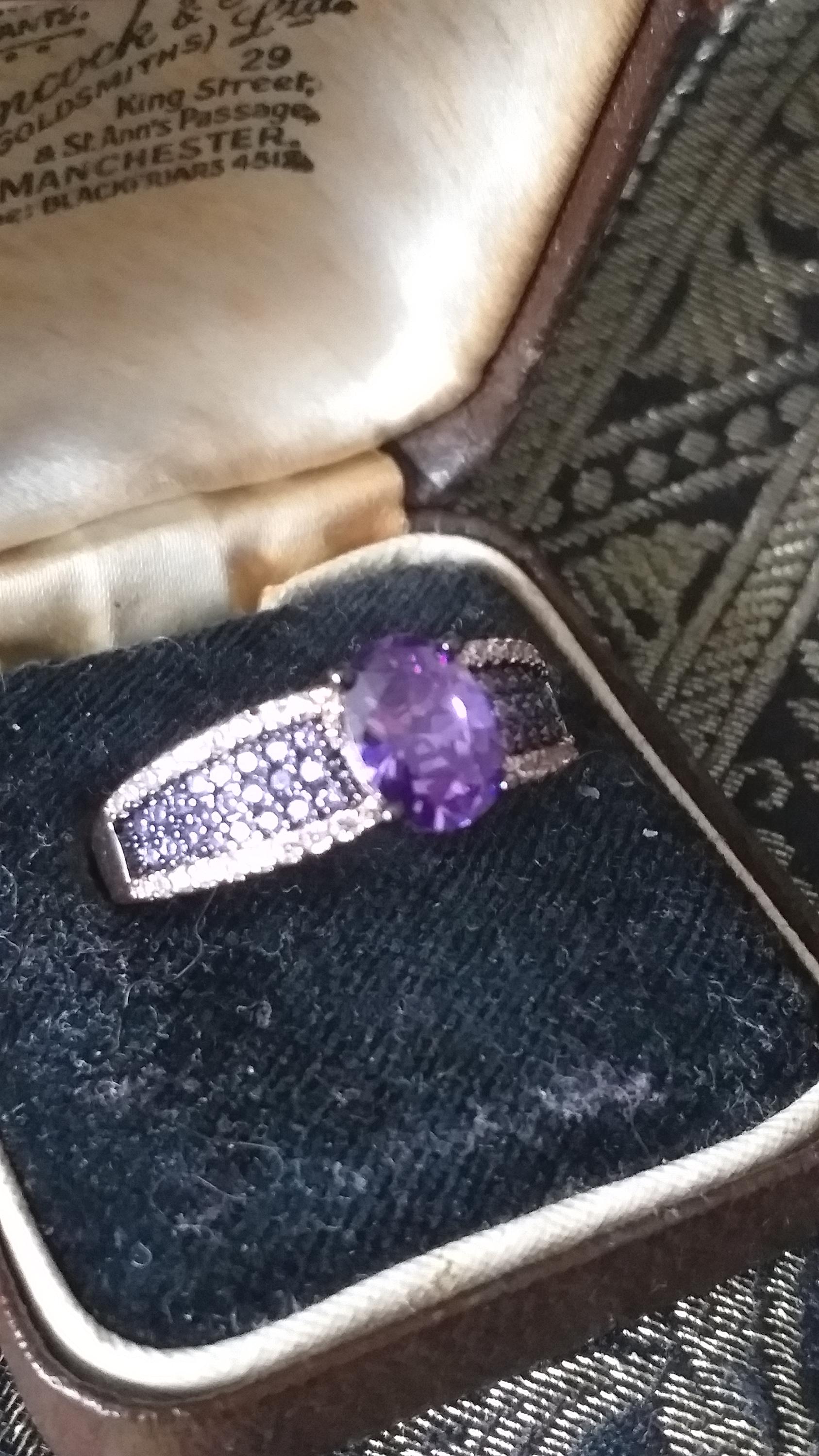 Bague Vintage Améthyste – Or Laminé 14 Carats (585 RG) – Taille 7.5 – Fabriquée UK