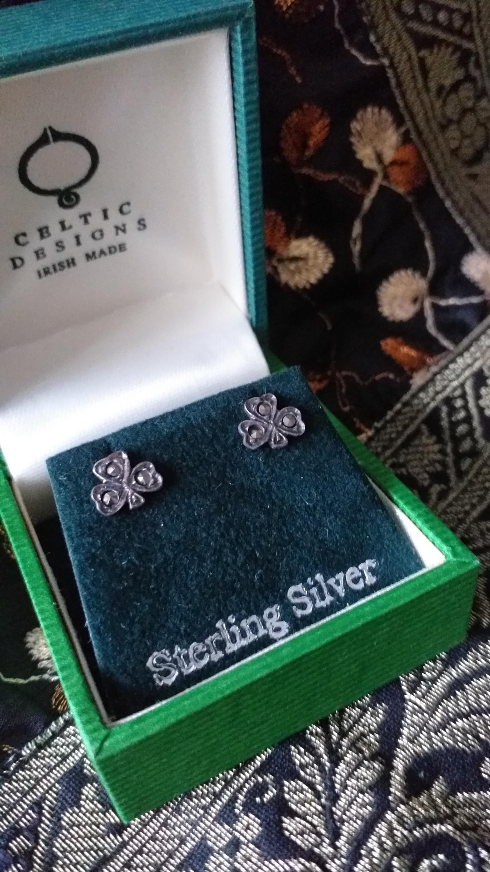 Boucles D'oreilles Vintage Argent 925 Trèfle Celtique - Années 1950, Irlande
