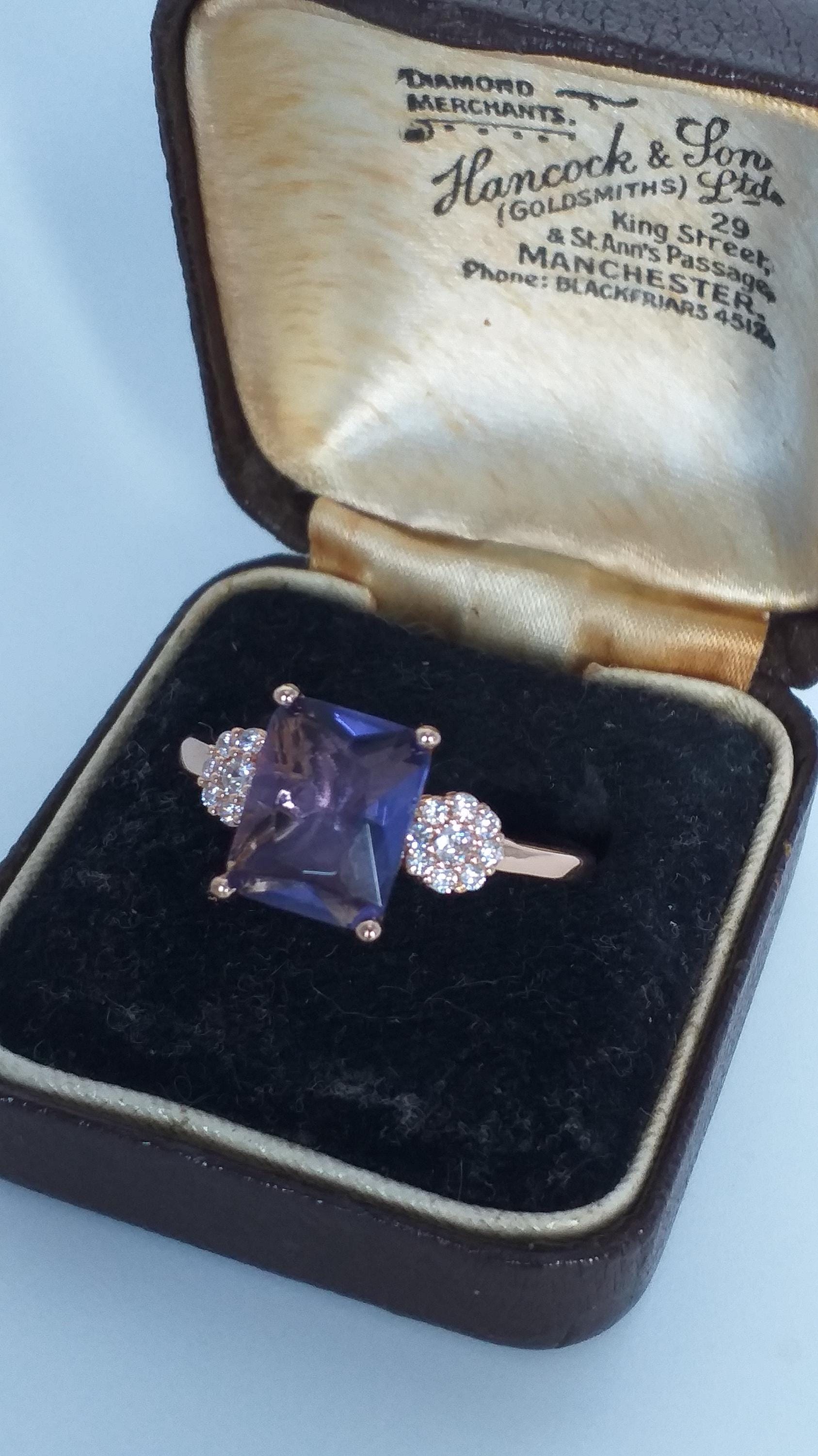 Bague Vintage Or Laminé 14 Carats Et Améthyste - Taille UK 7.75, Années 1990