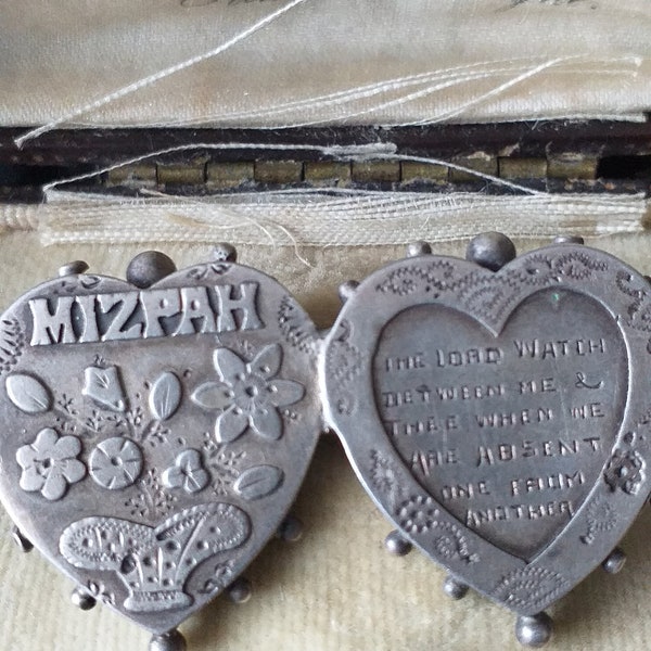 Broche Mizpah victorienne antique vintage des années 1860 - Poinçons anglais complets !