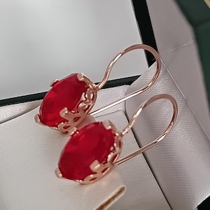 Vintage 1990-s 14 Ct Rolled Gold Ruby Earrings-Hallmarked 585 RG