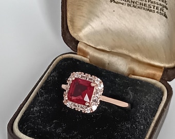 Bague Vintage Années 1990 En Or Laminé 14 Ct Avec Rubis - Taille UK R / US 8.5, Excellent état