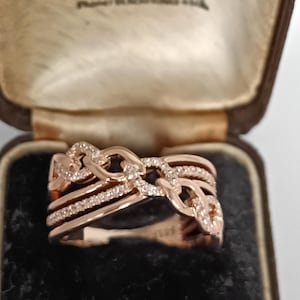 Vintage 14 CT Rolled Gold Zircon Ring - UK Size P US 7 1/2 - Hallmarked!!