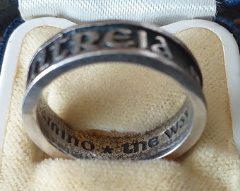 Antik Vintage Seltene 1800-s Sehr Alter Silber El Camino Ring Größe UK R, US 9.