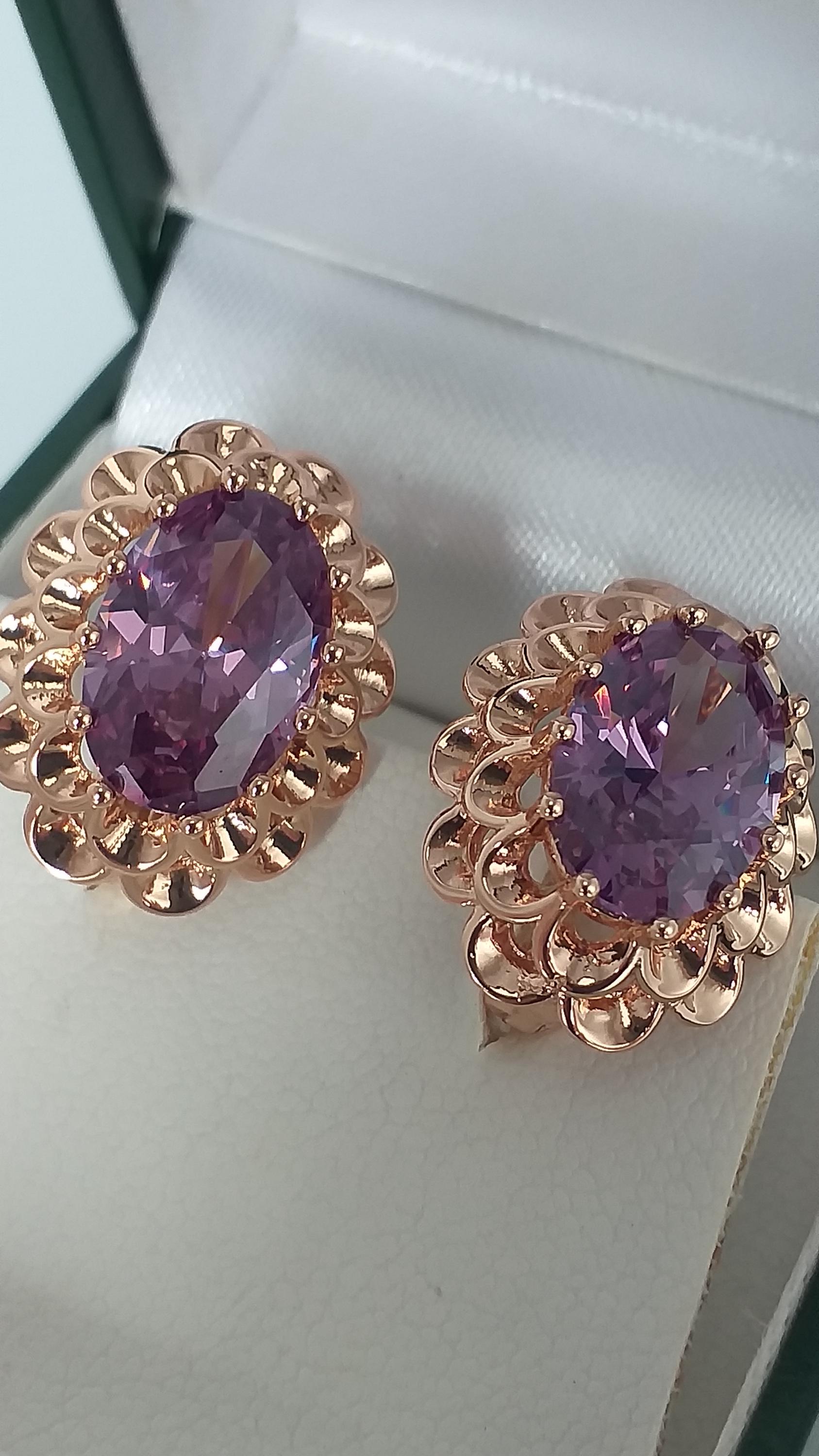 NKlaus orecchini singoli oro 333 8 carati 4,50mm ametista