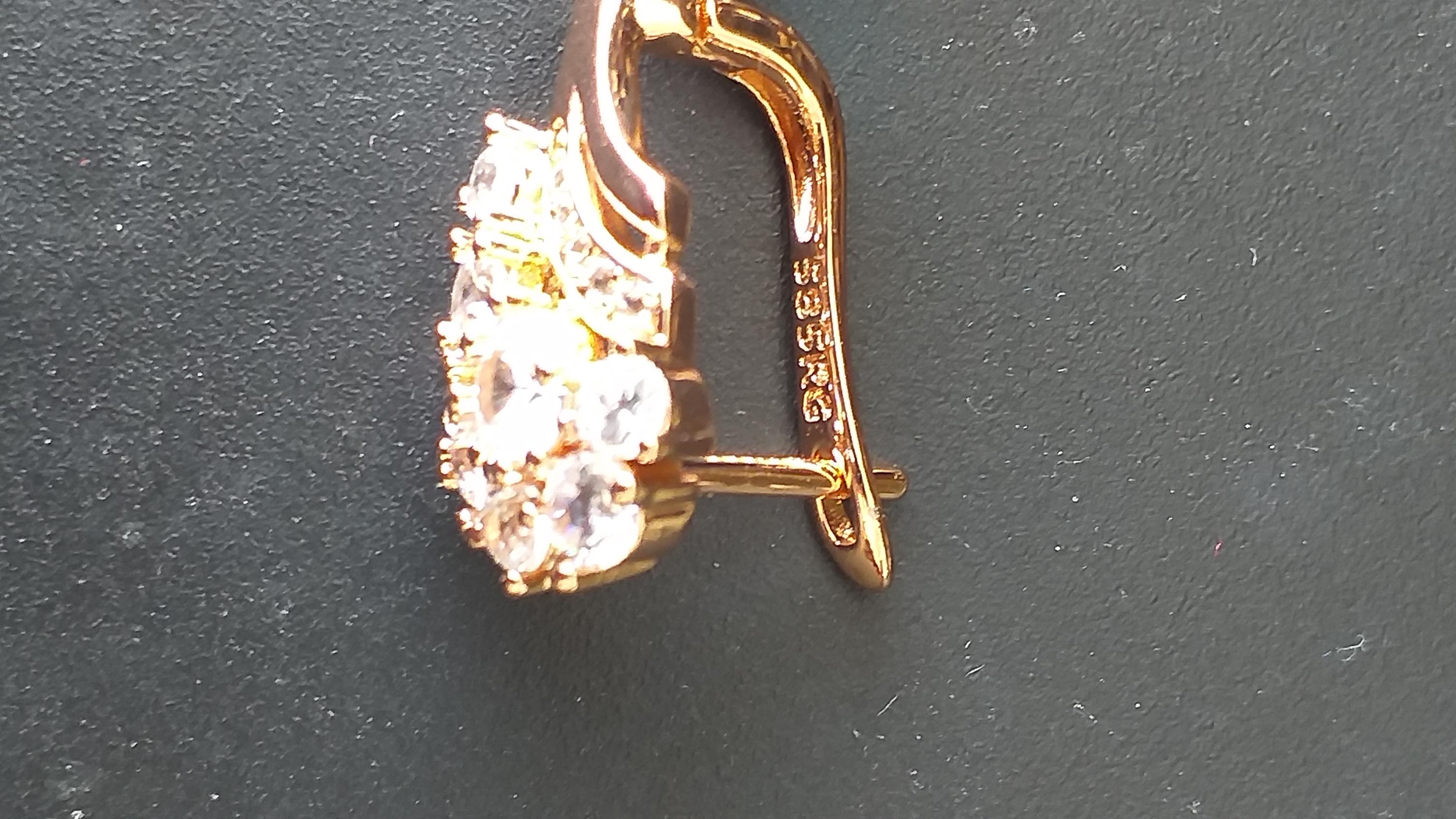 Boucles D'Oreilles Vintage Années 90 - Or Laminé 14ct, Aigue-Marine & Zircons