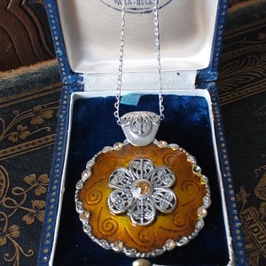 Antique Vintage Victorian Silver 800 Extra Large and Heavy Pendant on Chain.