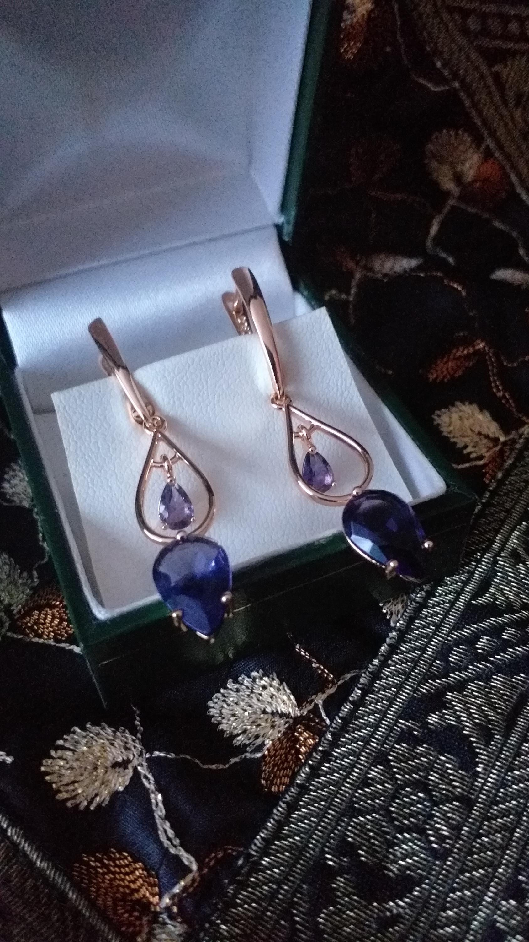 Boucles D'oreilles Vintage Années 90 En Or Laminé 14 Ct Avec Améthyste - Fait Main
