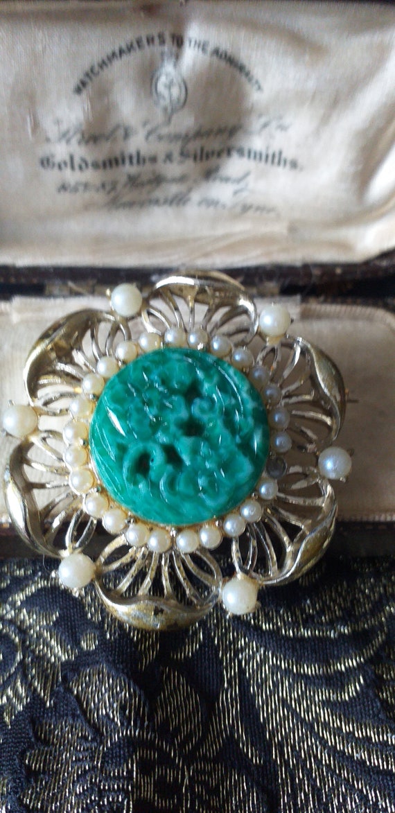 VINTAGE Rare Signed Exquisite Pearl & Pressed Flor