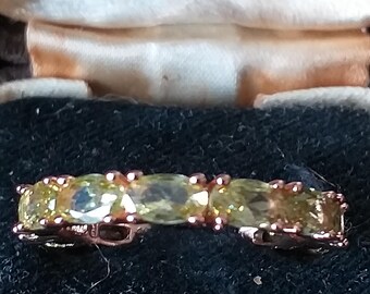 Vintage 1990-s 14 Ct Rolled Gold Peridot Ring Size UK N US 6 3/4 Hallmarked!