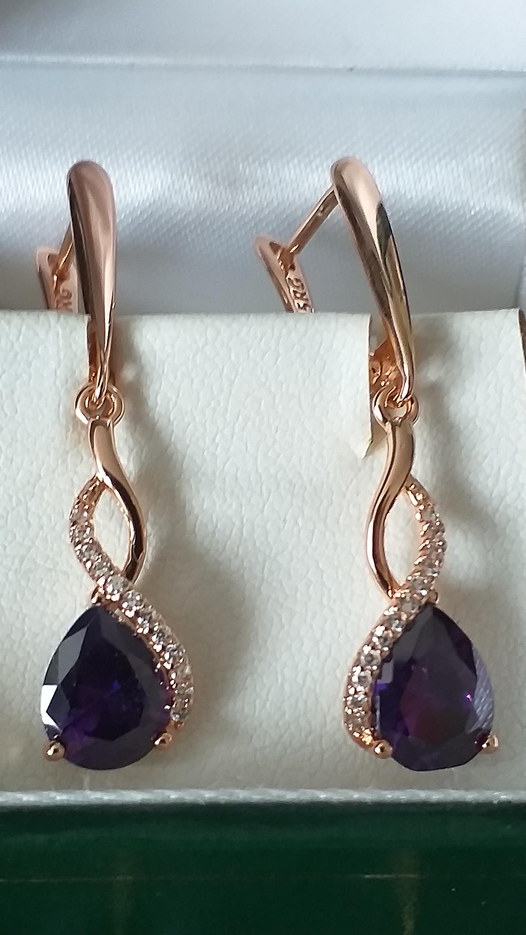 Boucles D'oreilles Vintage Années 90 - Or Laminé 14k Et Améthyste - Fait Main