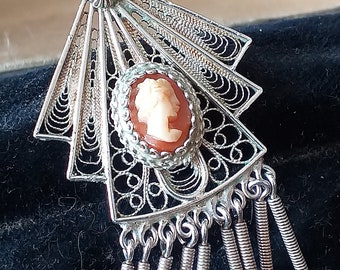 ヴィンテージ　カメオ アンティーク ヴィンテージ 1920 年代 カメオ 925 シルバー ペンダント