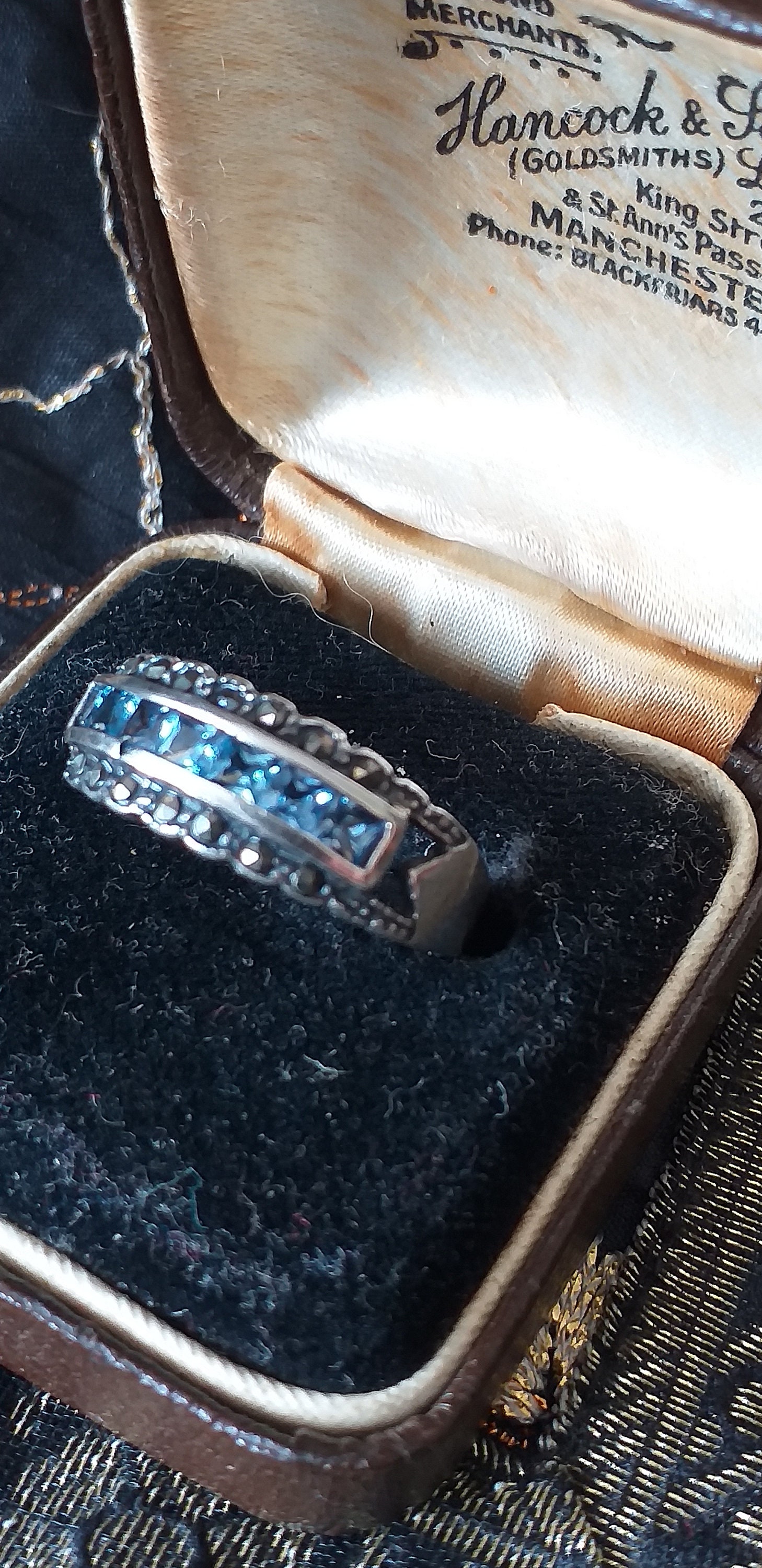 Bague Vintage Aigue-Marine En Argent Sterling 925 - Années 80 - Taille UK P / US 7.5