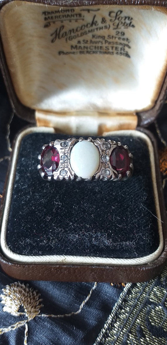 Antique Vintage Victorian 1890-s Ruby and Milky O… - image 4