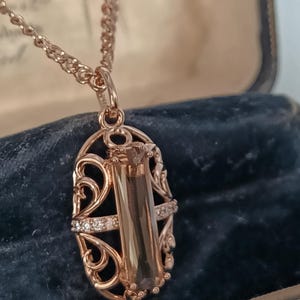 Vintage 1990-s 14 CT Rolled Gold Large Brown Topaz Pendant on Chain-Hallmarked 585 RG