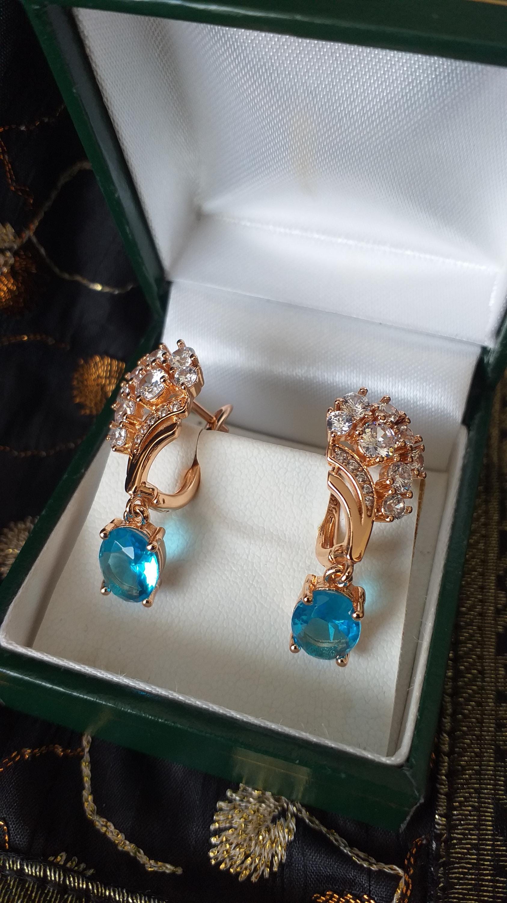 Boucles D'oreilles Vintage Années 1990 En Or Laminé 14 Ct Avec Aigue-marine - Occasion