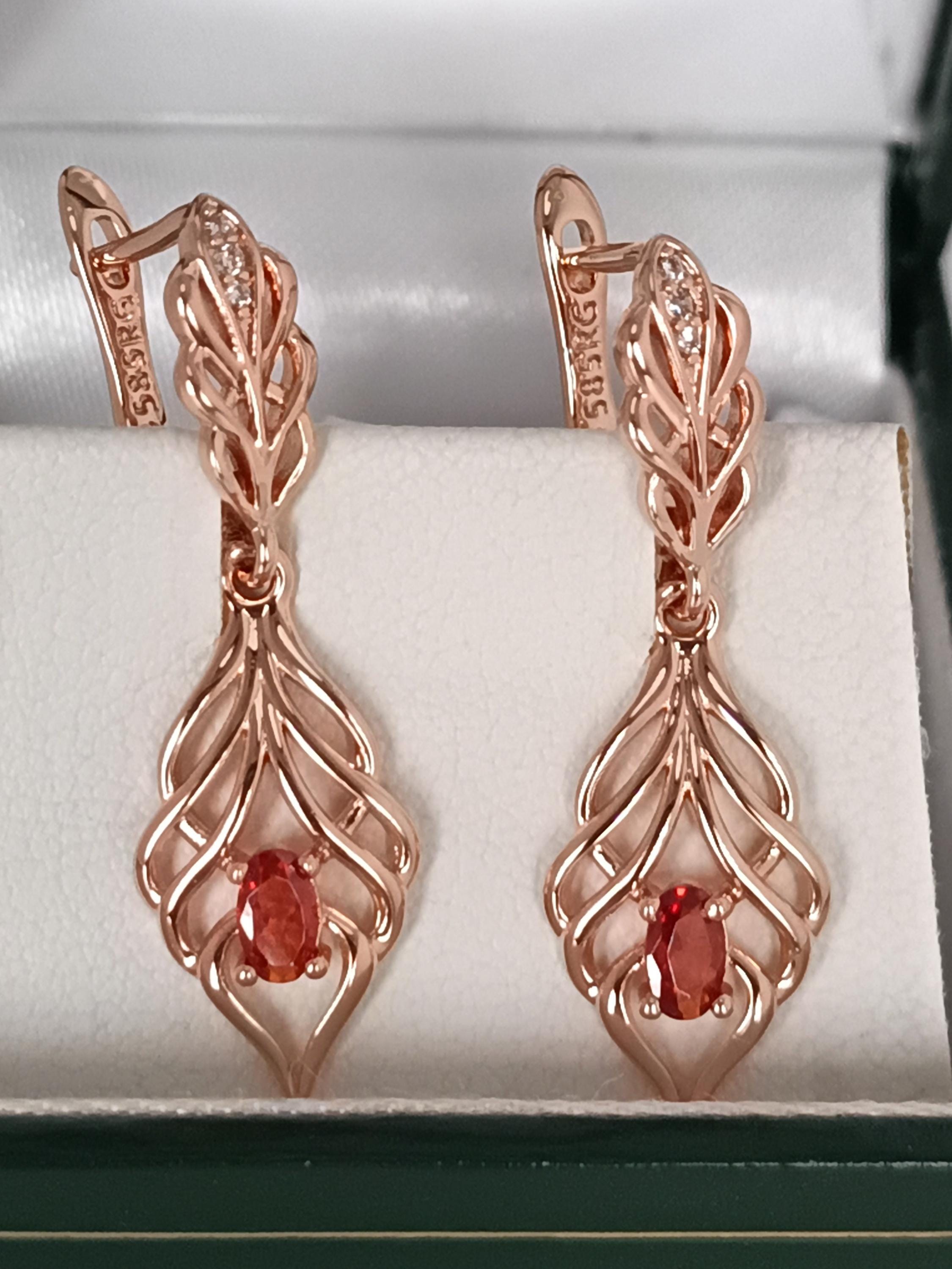 Orecchini Oro Rosa 14kt 585 Con Tormalina Naturale FANCIME - Diametro 5mm, Regalo Signora