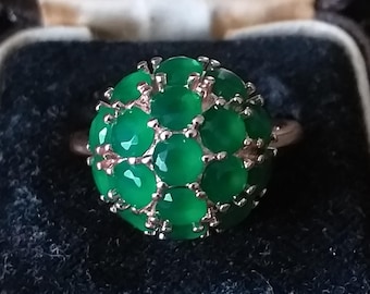 Vintage 1990-s 14 Ct Rolled Gold Emerald Ring Size UK R US 8 1/2 - Hallmarked!