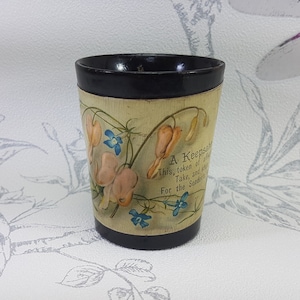 Antique Treen Dice Cup: Victorian Wooden Shaker with Motto