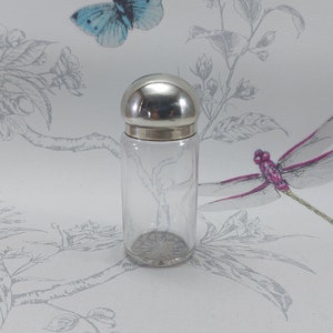 Antique Victorian Glass Scent Bottle with Sterling Silver Lid, London 1884
