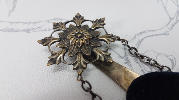 Antique spectacle case for a chatelaine, black ve… - image 7