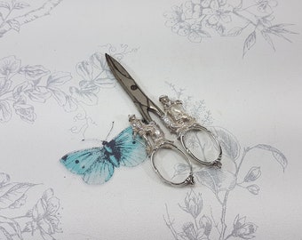 ★アンティーク 銀器 鋏 ハサミ シルバー 希少でユニークな銀のハサミ。19世紀のアンティークシルバー。鳥の装飾