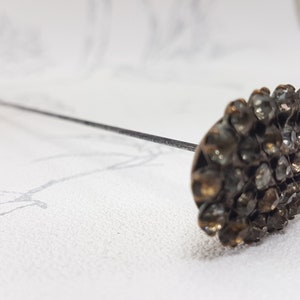 Vintage rhinestone hat pin, large Edwardian rhinestones hat pin, antique paste hat pin, unique vintage hat pin