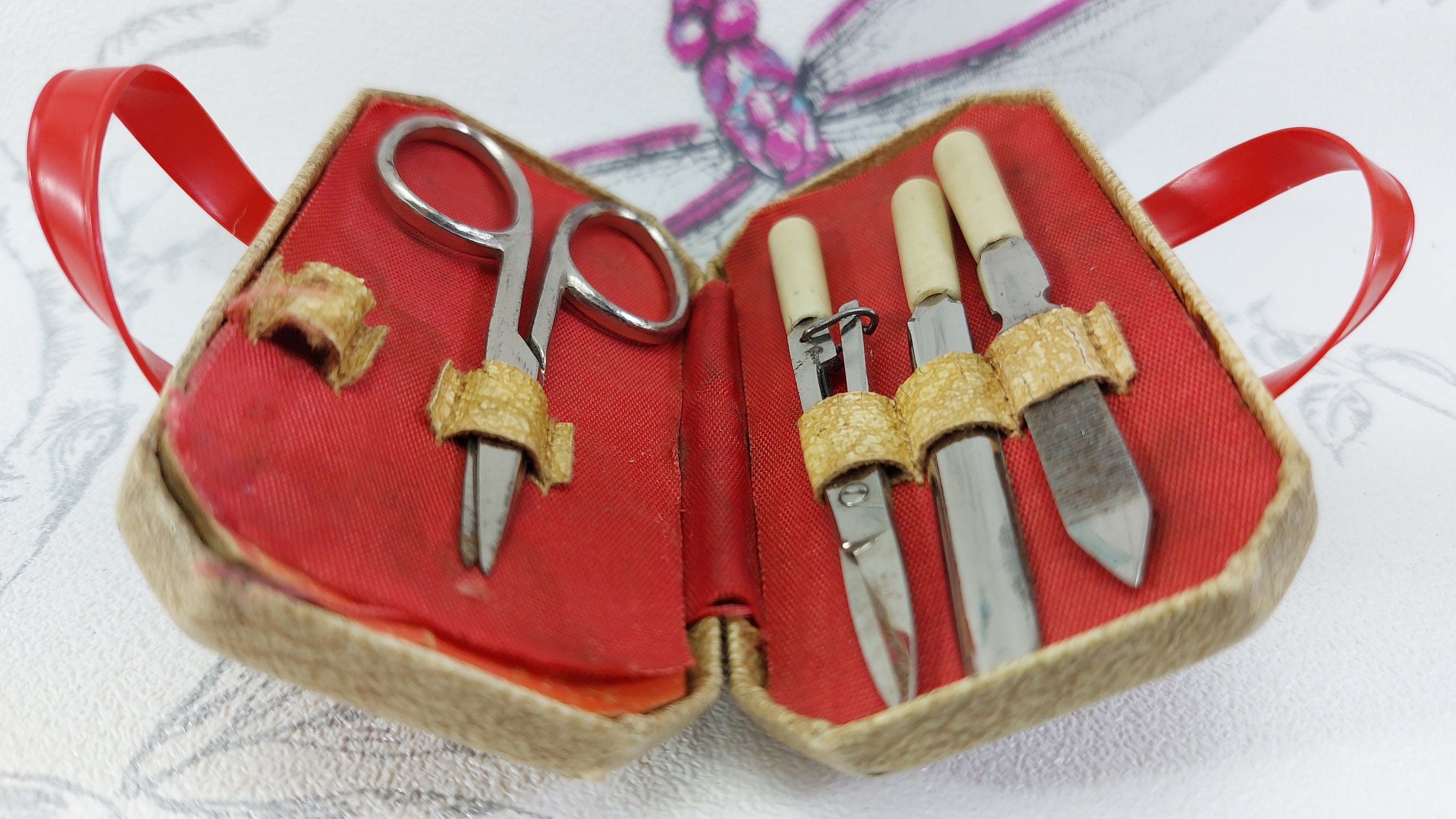 Vintage novelty manicure set vintage suitcase manicure set Etsy