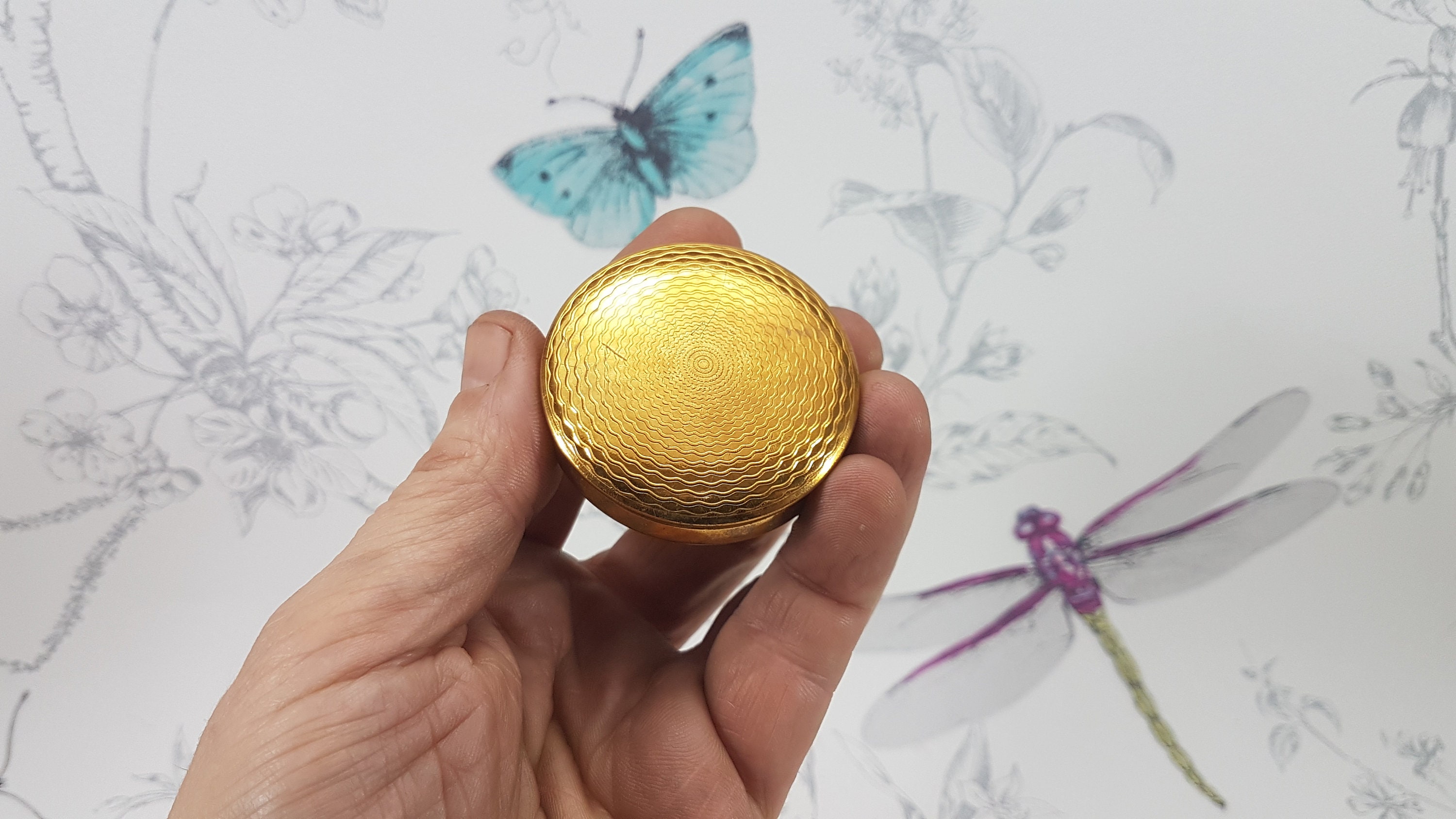 ヴィンテージ リモージュ磁器コンパクトミラー：フラゴナール