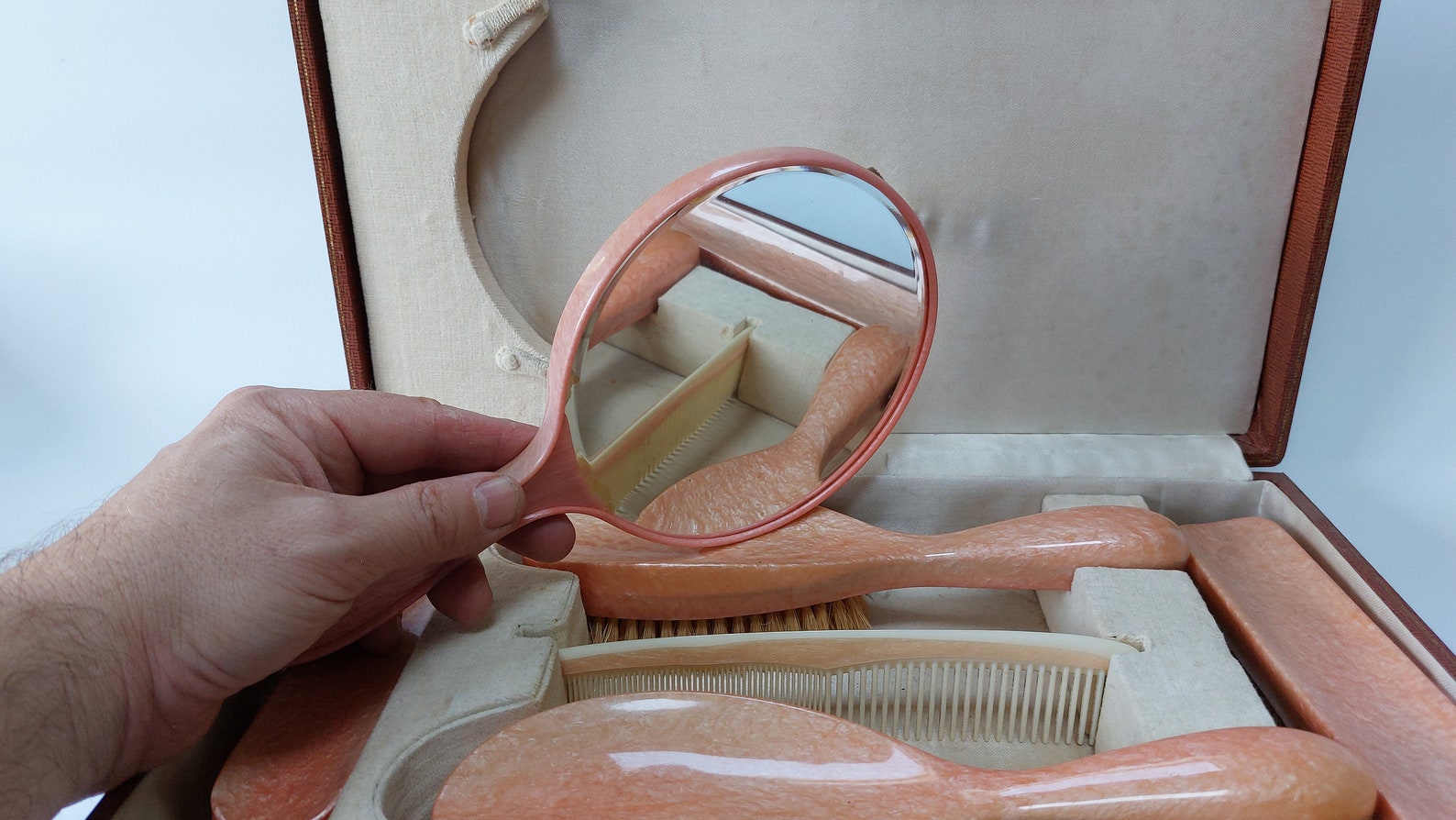 Vintage Midcentury Vanity Set Vintage Pink Plastic Vanity Etsy UK