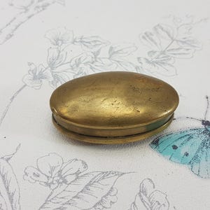 Antique Georgian Brass Snuff Box: Engraved Oval Tobacco Case